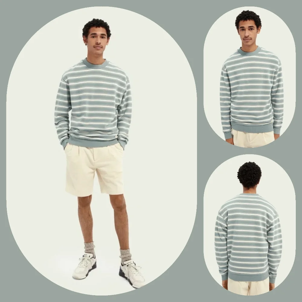 Scotch & Soda Blue and White Striped Sweatshirt - Picture 1 of 13